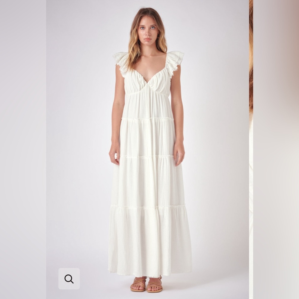 Free the roses Nordstrom maxi sweetheart dress with raw edge details NWOT